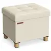 Image de Pouf repose-pieds pliable, Blanc Crème