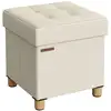 Image de Pouf avec rangement pliable, Blanc Crème / 38P x 38L x 40H cm