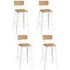 Image de 2 Tabourets de bar avec dosier industriel, Marron Blé + Blanc Nuage