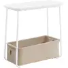 Image de Table d’appoint avec panier en tissu blanc mat et marron