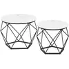 Image de Table basse ronde plateau amovible, Blanc + Noir / (60 Dia. x 45H) cm + (50 Dia. x 41H) cm