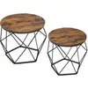 Image de Table basse ronde plateau amovible, Marron Rustique + Noir / (60 Dia. x 45H) cm + (50 Dia. x 41H) cm