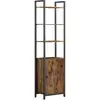 Image de Bibliothèque verticale à 6 niveaux avec porte structure en métal, Marron Rustique + Noir D’encre / 40L cm