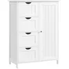 Image de VASAGLE Meuble Salle de Bain Rangement, Armoire Gain de Place, Commode, avec 4 Tiroirs, Placard avec Porte, Étagère Réglable, 35 x 65 x 90 cm, Blanc Nuage LHC042W01 en occasion ou reconditionné