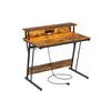 Image de Bureau gaming avec LED et multiprise, Marron Rustique / 100L x 60P cm