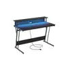 Image de Bureau gaming avec led et multiprise pour 2 ordinateurs, Noir Carbone / 60P x 120L cm