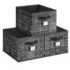 Image de Boîtes de rangement pliables lot de 3 tissu, Noir D'encre