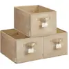 Image de Boîtes de rangement pliables lot de 3 tissu, Beige Sable