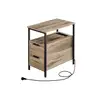 Image de Table d’appoint 2 tiroirs, Marron Camel + Noir D'encre
