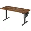 Image de Bureau électrique assis-debout réglable en 4 hauteurs mémorisables, Marron Rustique / 70P x 160L x (72-120)H cm