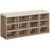 Image de Banc à chaussures 9 compartiments, Marron Camel + Beige Cappuccino / 12 Compartiments(30,3P x 104L cm)