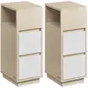 Image de Kailyn Collection - Table de chevet étroite avec 2 tiroirs et compartiment, Beige Naturel + Blanc Nuage / 1