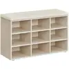 Image de Banc à chaussures 9 compartiments, Beige Naturel + Beige Cappuccino / 9 Compartiments(30,3P x 78,5L cm)