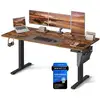 Image de Bureau électrique assis-debout réglable en 4 hauteurs mémorisables, Marron Rustique / 70P x 160L x (72-120)H cm
