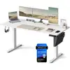Image de Bureau électrique assis-debout réglable en 4 hauteurs mémorisables, Blanc Nuage / 70P x 160L x (72-120)H cm