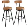 Image de EKHO Collection - Tabourets de bar design en PU (Lot de 2&4), Marron Caramel / 57P x 57L x 101H cm / 2