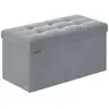 Image de Banc de rangement en velours avec 2 boîtes, Gris Tourterelle / 76L cm
