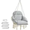 Image de Chaise suspendue avec coussins, Blanc Crème + Gris Tourterelle