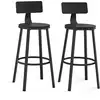 Image de Chaise de bar avec dossier, Noir Boisé / 2