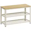 Image de Banc à chaussures à 2 niveaux, Beige Chêne + Blanc