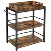 Image de Desserte plateau industriel, Marron Rustique + Noir / 40P x 72L cm
