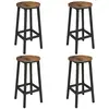 Image de Tabouret haut industriel, Marron Rustique + Noir / Lot de 4