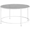 Image de Table basse ronde décoration, Blanc Perle + Gris Ardoise