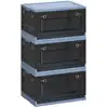 Image de 3 boîtes de rangement pliables, 44L (Lot de 3) / Bleu Brumeux + Gris Ardoise