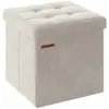 Image de Banc de rangement en velours noir d'encre, Blanc Crème / 38P x 38L x 38H cm