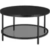 Image de Table basse style moderne blanc marbré et doré métallique, Noir Marbré + Noir D'encre / 80 x 80 x 46 cm