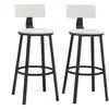 Image de Chaise de bar avec dossier, Blanc Rustique + Noir / 2