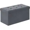 Image de Banc de rangement en velours avec 2 boîtes, Gris Ardoise / 76L cm