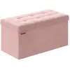 Image de Banc de rangement en velours avec 2 boîtes, Rose Bonbon / 76L cm