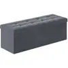 Image de Banc de rangement en velours avec 2 boîtes, Gris Ardoise / 38 x 110 x 38 cm