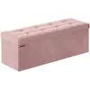 Image de Banc de rangement en velours avec 2 boîtes, Rose Bonbon / 38 x 110 x 38 cm