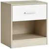 Image de Table de nuit avec tiroir, Beige Naturel + Blanc Classique