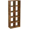Image de Étagère de rangement avec 10 compartiments, Marron Rustiqu / 10 Cube (30P x 65,6L x 161,5H cm)