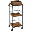 Image de Desserte plateau industriel, Marron Rustique + Noir / 30P x 34,7L cm