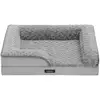 Image de Panier pour chien tissu peluche aux motifs roses, L 71 x l 58 x H 16 cm / Gris Tourterelle