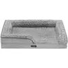 Image de Panier pour chien tissu peluche aux motifs roses, L 91 x l 68 x H 16 cm / Gris Tourterelle