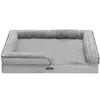 Image de Panier pour chien tissu peluche aux motifs roses, L 106 x l 81 x H 18 cm / Gris Tourterelle
