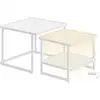 Image de Lot de 2 tables de salon gigognes avec led, Blanc Nuage + Blanc Perle