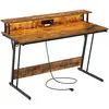 Image de Bureau gaming avec LED et multiprise, Marron Rustique / 135L x 55P cm