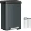 Image de Poubelle de cuisine 50L, Gris Anthracite + Noir