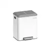 Image de Poubelle de cuisine acier fermeture douce ( 2 x 15 L), Blanc Nuage