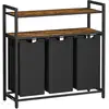 Image de Chariot à linge 2 paniers noir, Marron Rustique + Noir / 120 L