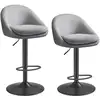 Image de Lot de 2 tabourets de bar pivotant à 360°, Gris Tourterelle / PU premium + Velours doux