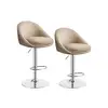 Image de Lot de 2 tabourets de bar pivotant à 360°, Marron Camel / PU premium + Velours doux