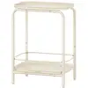 Image de Table d’Appoint à 2 Niveaux, Blanc Crème