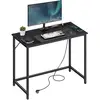 Image de Bureau informatique avec multiprises LED, Noir Boisé + Noir D'encre